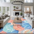 thumbnail image 3 of Orange Blue Shell Area Rugs 8'x10', Washable Small Throw Rugs for Living Room Patio, Coastal Summer Beach Ocean Conch Indoor Outdoor Rug Non-Slip Low Pile Carpet Runner Reversible Floor Mats, 3 of 8