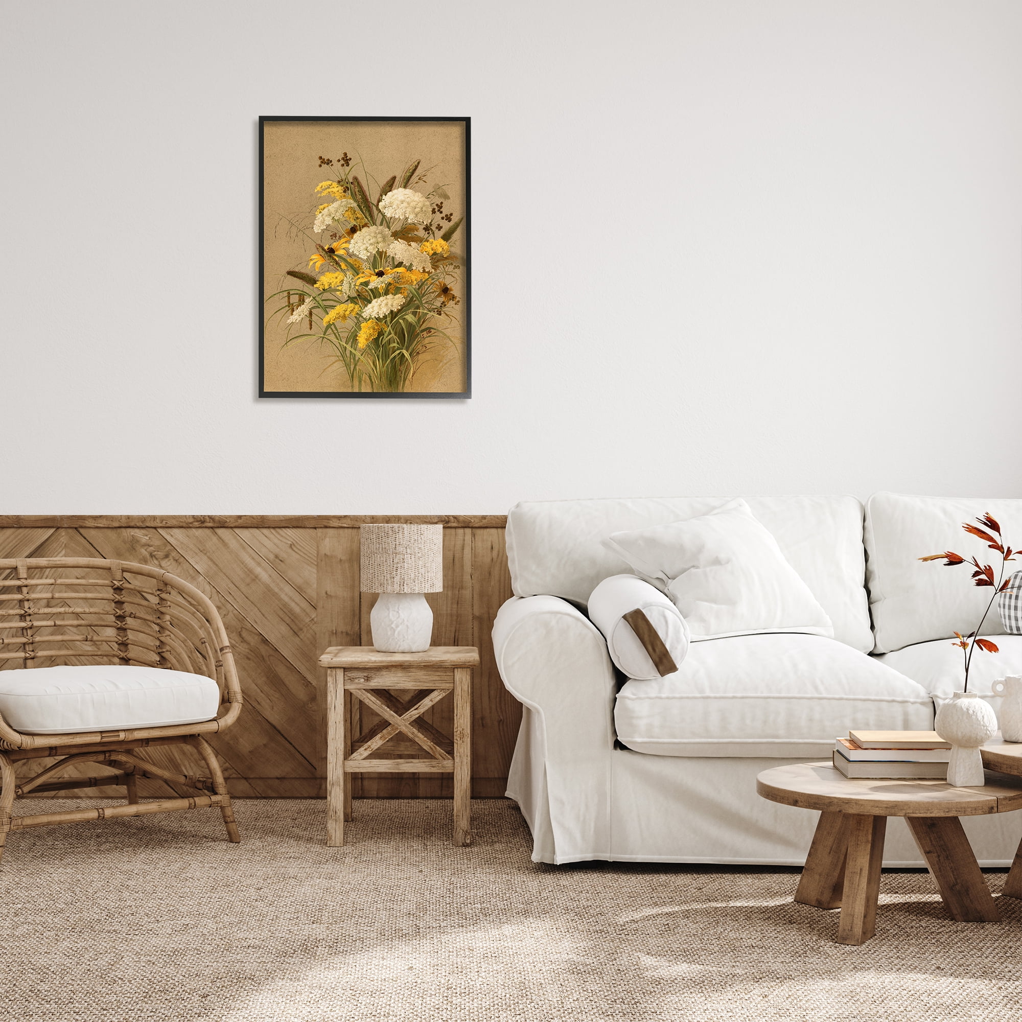 Stupell Industries Vintage Daisy Bouquet Botanical & Floral Painting Black Framed Art Print Wall Art, 24 x 30