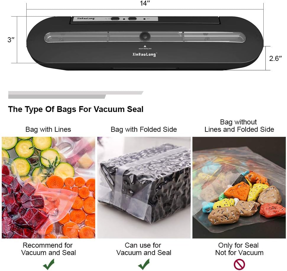 Vacuum Sealer,Delicacy Automatic Vacuum Sealing System Food Vacuum Machine for Dry and Moist Food Preservation and Sous Vide,Include 10 Sealable Bags