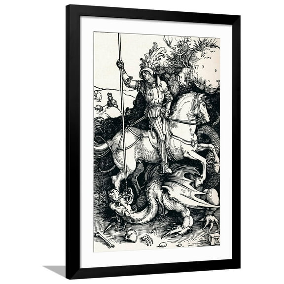 Art.com St George and the Dragon, 1505 Giclee Print by Albrecht DÃ¼rer, Black Frame Wall Art, 32" x 44"