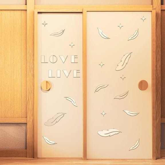 Live Love 3D Acrylic Mirror Wall Decals Feather Self Adhesive Art Stickers Love Sign Silver Wall Stickers DIY Decor Mirrored Letters Wall Art