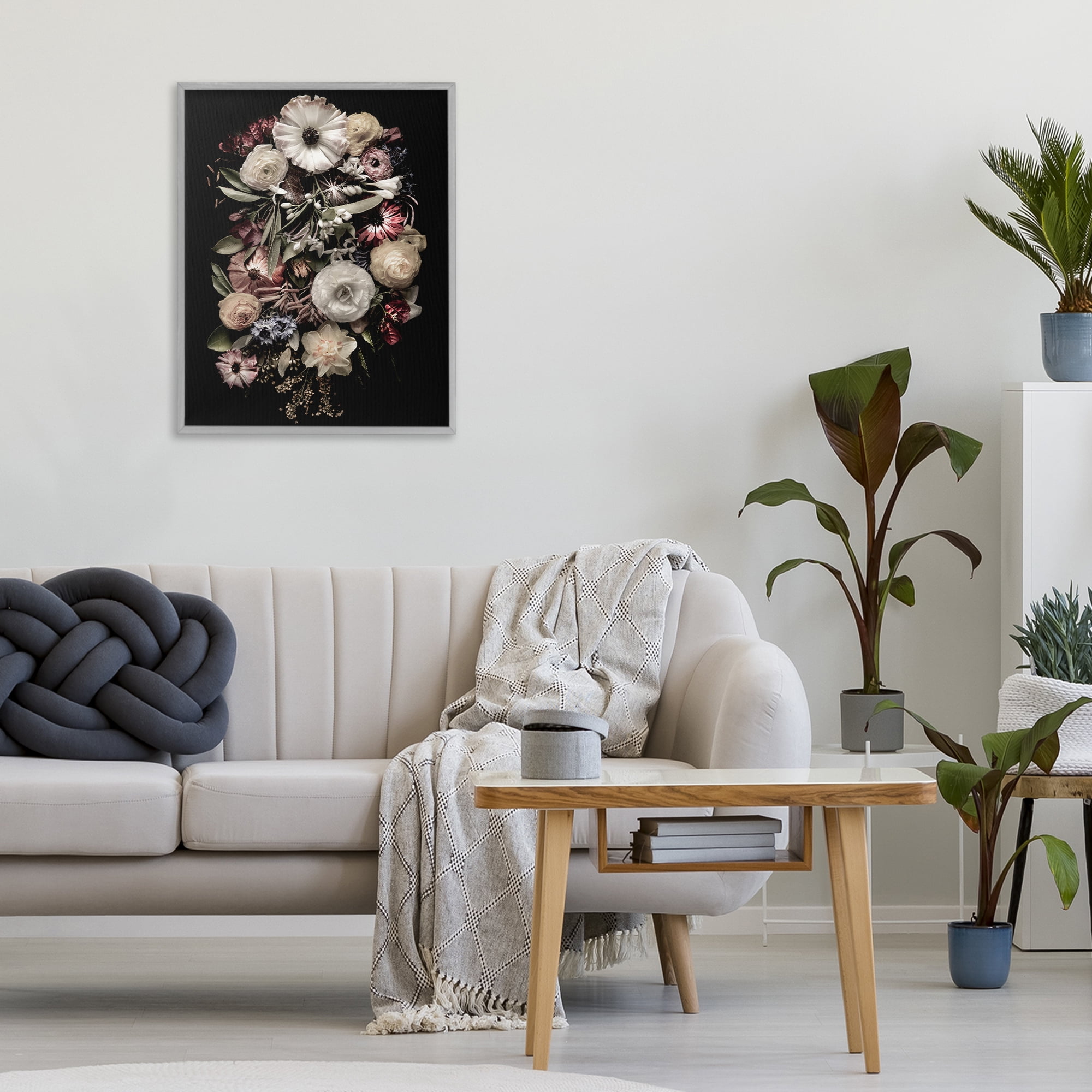 Stupell Industries Pale Yellow Roses Cluster Gray Framed Giclee Art, design by Carl Kravats