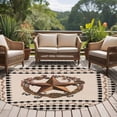 thumbnail image 4 of Round Area Rugs Collection 8 Ft, Western Texas Star Vintage Non-Slip Residential Carpet, Rustic Wreath Black Beige Plaid Indoor Crawling Mats Runner Rugs for Living Room/Dining Room/Bedroom, 4 of 8