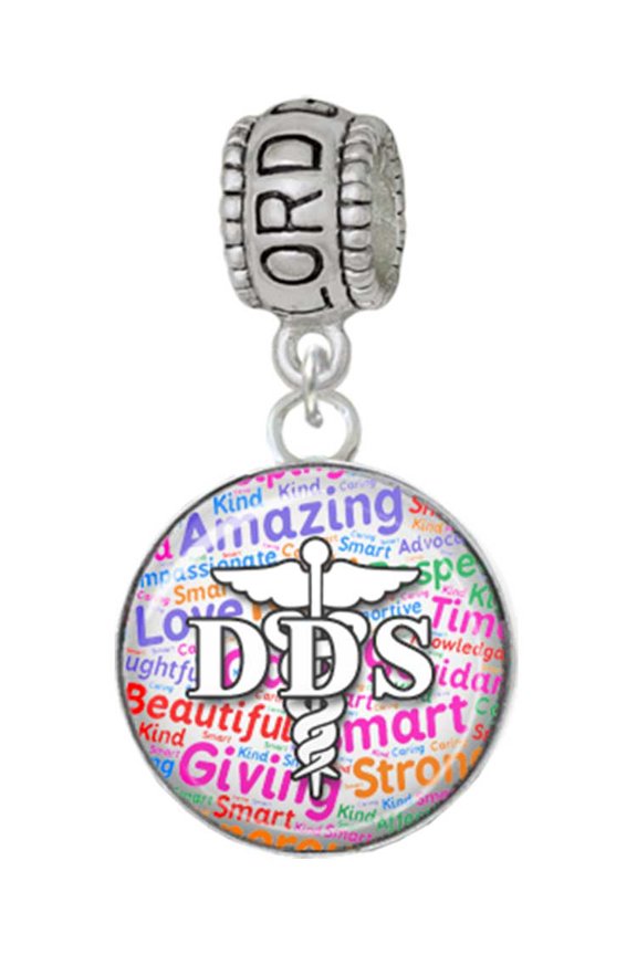 Silvertone Domed Multi Color DDS Lord Guide Me Charm Bead