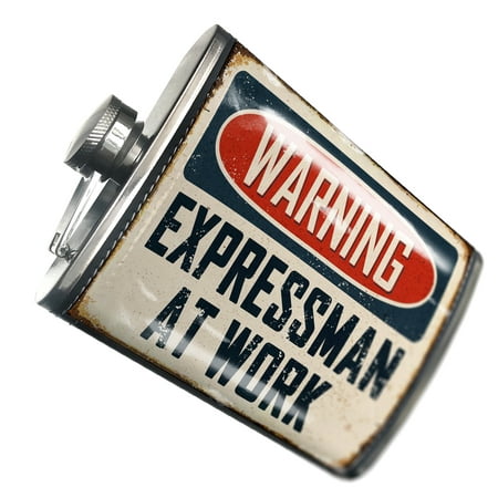 

NEONBLOND Flask Warning Expressman At Work Vintage Fun Job Sign