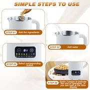 20oz Fully Automatic Soymilk Machine, Multifunctional Nut Milk Machine, Timed Keep Warm and Automatic Cleaning, White