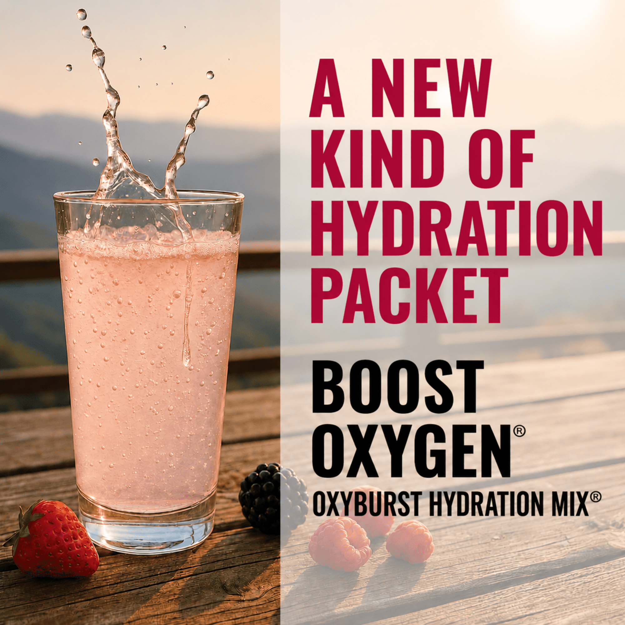 Boost Oxygen OxyBurst BiCarb Hydration Mix Packets, Mixed Berry, 6 Pack, Powder