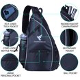 thumbnail image 2 of Pickleball Bag Sling Bag Pickleball Backpack Sports for Women and Men Adjustable Tennis Bag for Pickleball Paddle with Fence Hook,Water Bottle Holder(Black), 2 of 7
