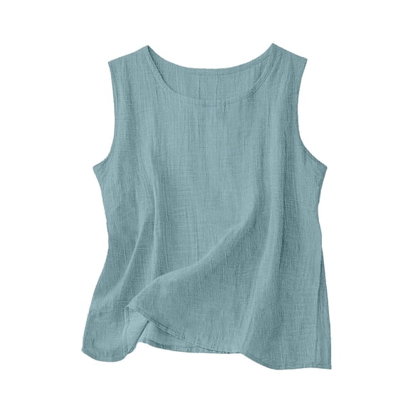 Cotton Linen Summer Tops for Women 2026 Womens Resort Wear Beach Tops Springs Outfit Womens Linen Shirts for Women Lavender Womens Tank Top Undershirt Beachy Tank Top GN1 Bust-48.03''