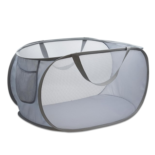 Cesto para la colada desplegable, cestas horizontales plegables con asas y bolsillo lateral, malla resistente plegable para lavandería, baño, habitación de niños, dormitorio universitario o viajes (gr
