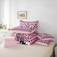 thumbnail image 5 of Feelyou Fashion Hippie Aztec Twin Bedding Sets 7-Piece for Men, Pink Stripe Triangle Bedding Comforter Set, Mandala Bohemian Cowgirl Reversible Sheet Sets, Lightweight Room Decor, 5 of 7
