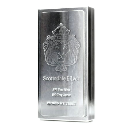 100 oz Silver Bar - Scottsdale Mint King Stacker® .999 Silver Bar
