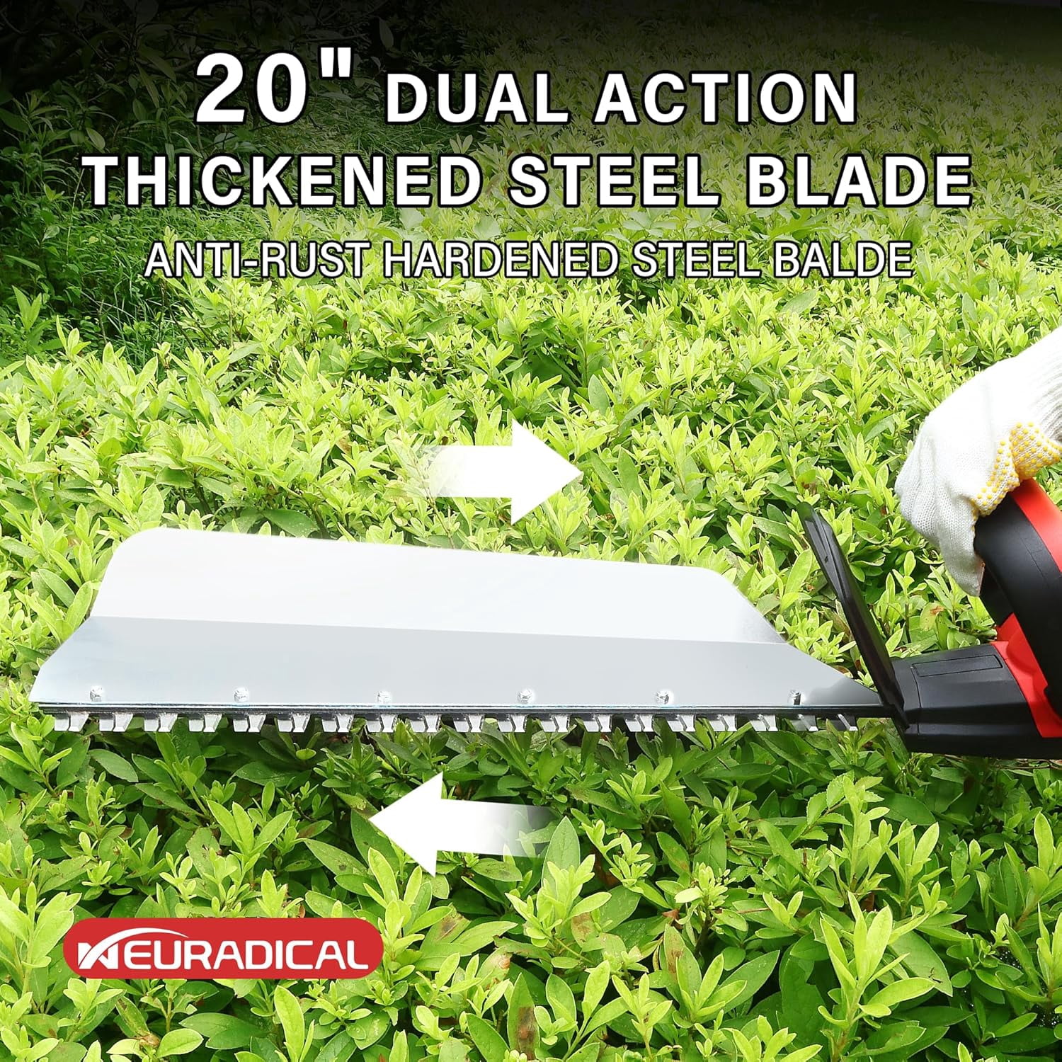 20 Inch Cordless Hedge Trimmer with 21V Battery for Efficient Garden Maintenance
