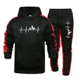 thumbnail image 2 of Traje de sudadera con capucha para hombre, ropa informal con estampado de moda y bolsillo, chándal deportivo para gimnasio y trotar, ropa de calle popular para otoño e invierno, 2 of 3