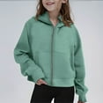 thumbnail image 2 of Mwjwdo Girls Hooded Sweatshirts Casual Long Sleeve Zipper Open Front Hoodies Jacket Tops Teens Girls Clothes with Pockets Green 130, 2 of 7