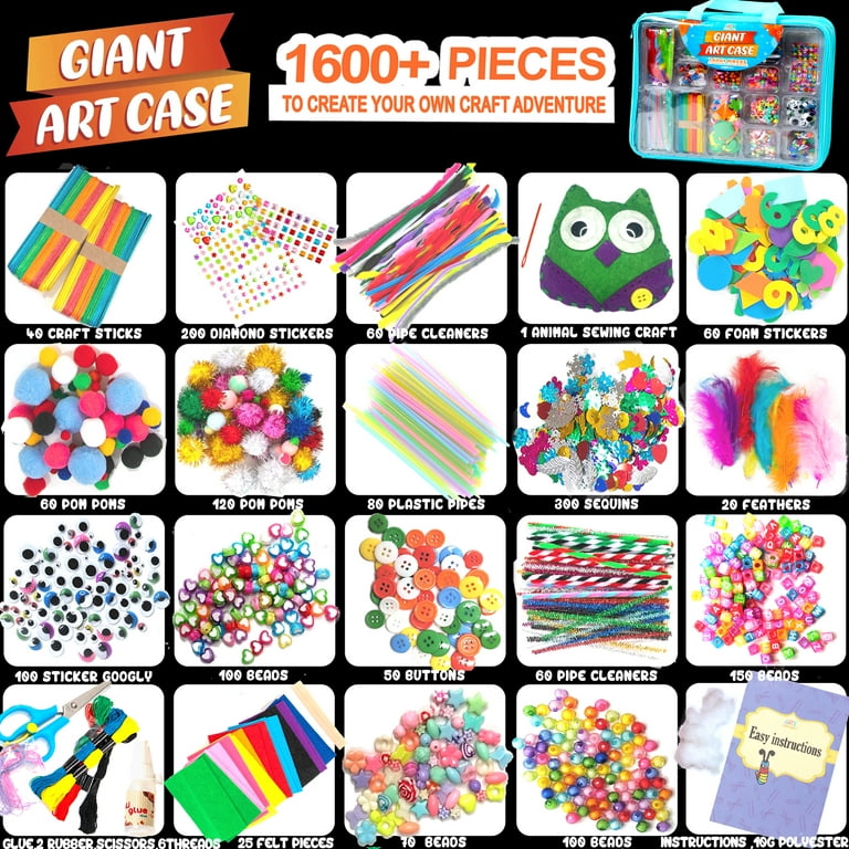 Arts and Crafts Supplies for Kids 1600pcs Craft Kits for Kids DIY School  Craft Project for Kids Age 4 5 7 8-12 Gifts for Girls and Boys 