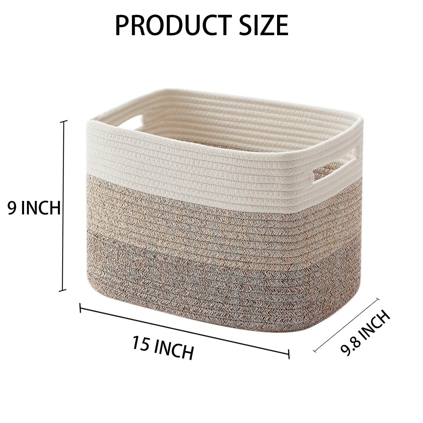 Storage Baskets for Organizing, Woven Baskets for Shelves, Rectangle Decorative Organizer for Storage Clothes, Toy, Books, Towels Nursery Bins 3 Pack
