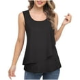 thumbnail image 3 of Women's Sleeveless Tank Tops Double Layers Chiffon Casual Round Neck Tunic Shirts Summer Trendy Solid Loose Fit Vest Blouse, 3 of 5