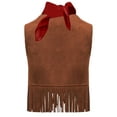 thumbnail image 4 of iiniim Girls Sleeveless Tassels Western Cowgirls Vest with Bandanna 2-Piece Cowboy Outfits Brown 18-24M, 4 of 7