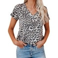 thumbnail image 2 of Funny Graphic Tees for Women Leopard Print V Neck Short Sleeve T Shirts Dressy Casual Vacation Outfits Relaxed Fit Summer Tops Womens Tshirt XXL, 2 of 8