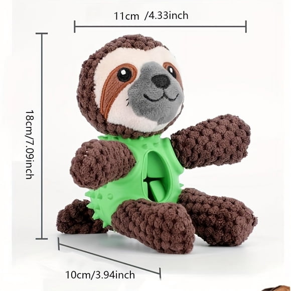 Interactive Sloth-Shaped Rubber Dog Toy with Treat Dispenser - Durable Chew and Teething Play for Pets, Amazon New, Solo Entertainment