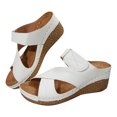 thumbnail image 2 of HAOTAGS Womens Casual Wedge Heel Sandals Comfortable Walking Platform Shoes White Size 6, 2 of 8