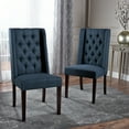 thumbnail image 2 of GDF Studio Apaloosa Contemporary Tufted Dining Chairs, Set of 2, Navy Blue Fabric and Brown, 2 of 13