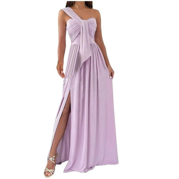 VEKDONE 2025 Womens Elegant Wedding Guest Dress One Shoulder Evening Formal Cocktail Long Maxi Dresses, Hawaiian Dresses For Women