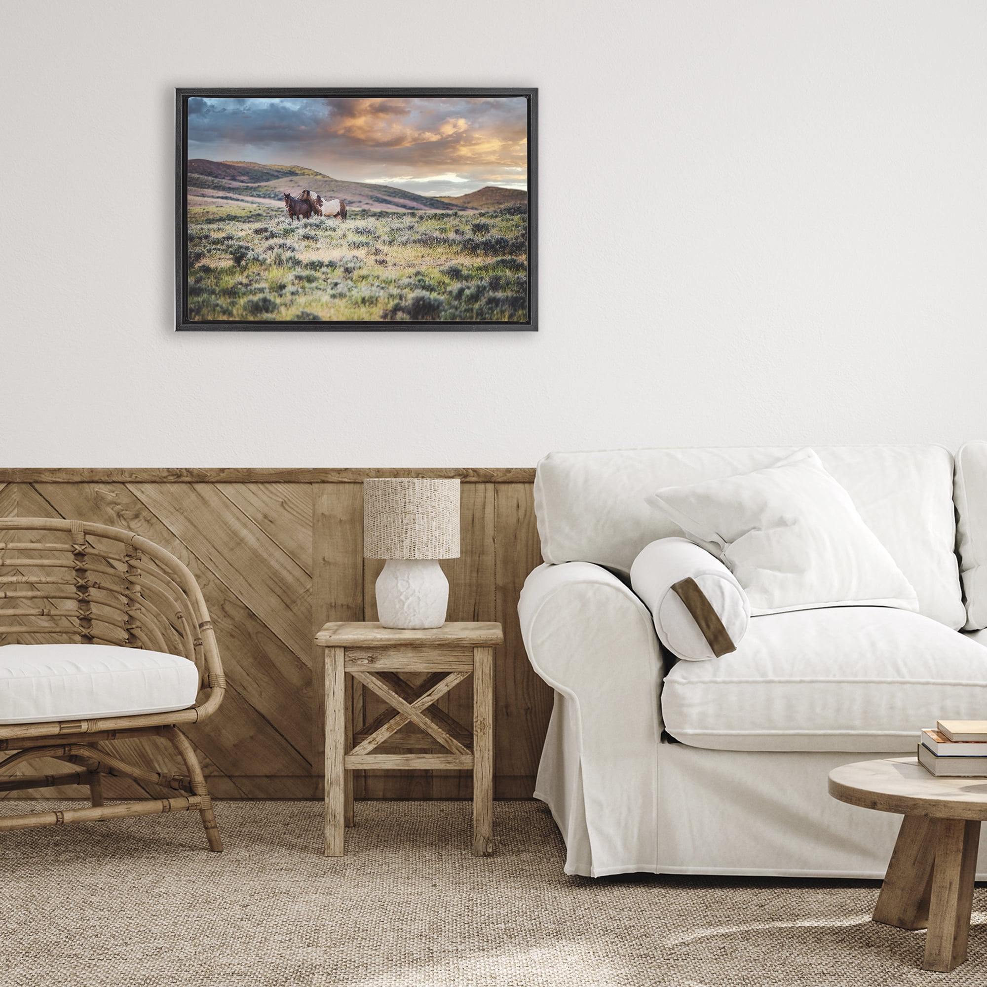 Stupell Industries Stay Close Horses Black Framed Floater Canvas Wall Art, design by Tim West