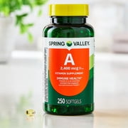 Spring Valley Vitamin A Supplement 2,400mcg Per Softgels, 250 Count