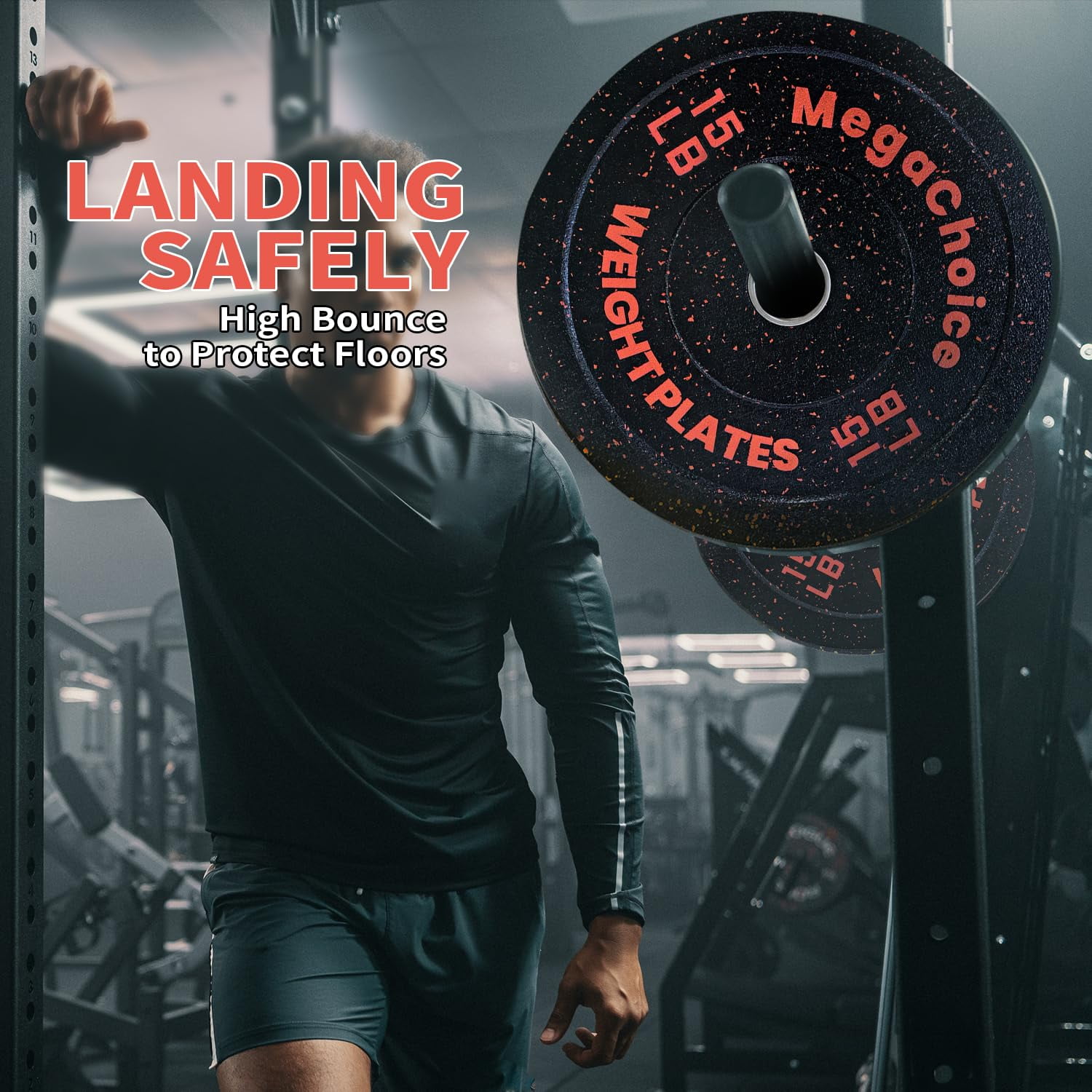 TEQIN 2-Inch Olympics Rubber Weight Plates Sets, Bumper Plates Set With Barbell For Strength Training, 10lb-45lb Barbell Olympics Weight Plates For Weight Lifting Home Gym,Workout Plates