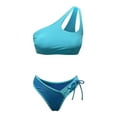 thumbnail image 4 of XIYON Womens Bikini Sets Women's High Waist Bikini Color Block Two Piece Set One Shoulder Tie Bikini Push Up Swimsuit 2026 Summer Beach Wear, 4 of 5