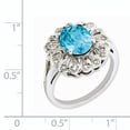 thumbnail image 2 of 925 Sterling Silver Rhodium Diamond and Oval Checker-Cut Blue Topaz Ring Size 7, 2 of 6