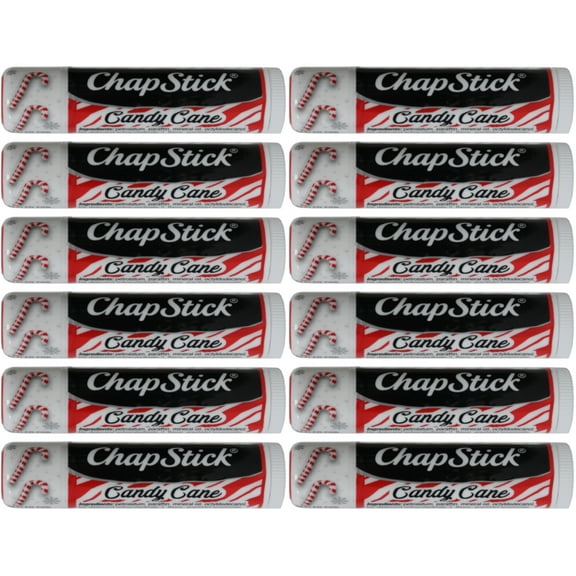 Chapstick Limited Edition Candy Cane Flavor Lip Balm 0.15 Ounce (4 Grams), 12 Pack