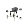 thumbnail image 3 of HomeStock City Chic Modern, Contemporary Velvet Upholstered Counter Height Stool with Channel Tufting and Gold Tipped, Black Metal Legs, Grey, 20" W x 21" D x 36.5" H-Color:Grey, 3 of 9