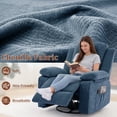 thumbnail image 6 of GEEYOO Swivel Rocker Recliner Chair with Massage and Heat Glider Recliner for Adults with Side Pockets Chenille for Living Room,Blue, 6 of 6