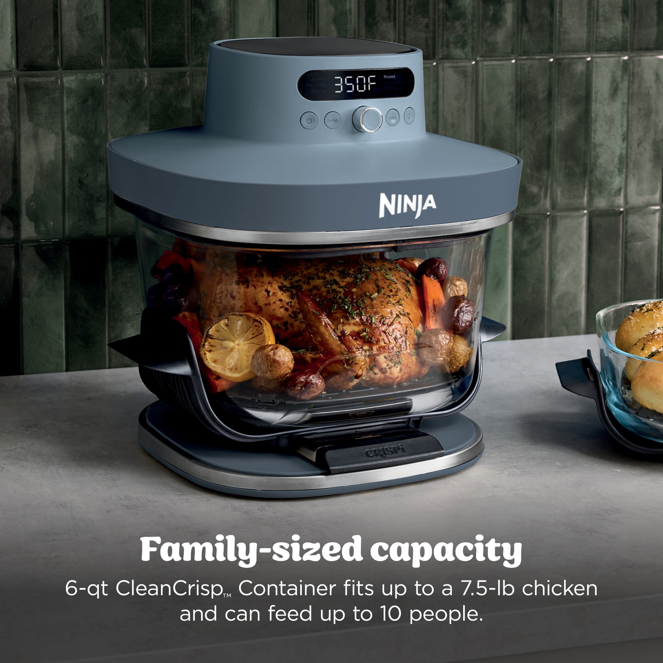 Ninja Crispi Pro Glass Air Fryer 6-Qt & 2.5-Qt, 6-in-1, Air Fry, Bake, Dehydrate, Dishwasher Safe, AS101CY