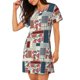 thumbnail image 2 of Fotbe Patchwork In Country Style Bata de Dormir para Mujer con Estampado, Camisón de Algodón de Manga Corta, Ropa de Dormir Casual, 2 of 6