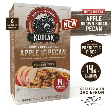 Kodiak Protein-Packed Apple Brown Sugar Pecan Instant Oatmeal Packets, 1.76 oz, 6 Packets