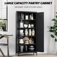 thumbnail image 3 of SISESOL Metal Storage Cabinet with Doors and Shelves,Black Storage Cabinet with Leg,Metal Pantry Cabinets,Ventilated Pantry Closet,Tall Large Cupboard for Home,Kitchen,Dining/Living/Laundry Room, 3 of 7