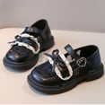 thumbnail image 4 of ITSAME Girls Platform Loafers, Adjustable Strap Cute Bow Mesh Breathable Kids Fashion School Uniform Dress Shoes Black 12.5(Little Kids), 4 of 9