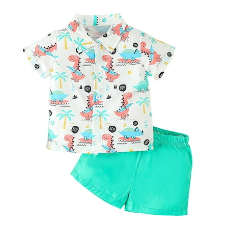 

Toddler Boys Outfit Sets Short Sleeve Cartoon Prints T Shirt Tops Shorts Gentleman Outfits For 2-3 Years