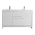 thumbnail image 2 of Alma Allier 60" Gloss White Double Sink Vanity With A Integrated Sink, 2 of 7