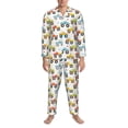 thumbnail image 3 of Fuzoiu Cartoon Monster Trucks Print Men's Long-Sleeved Pajama,Lounge Button Down Nightwear,Mens Notch Collar Pajama Set -Medium, 3 of 7