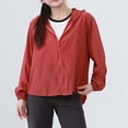 thumbnail image 5 of Women's Lightweight Hooded Jacket Long Sleeve Zip Up Breathable Solid Color Outerwear with Pockets Red XL(XL), 5 of 8