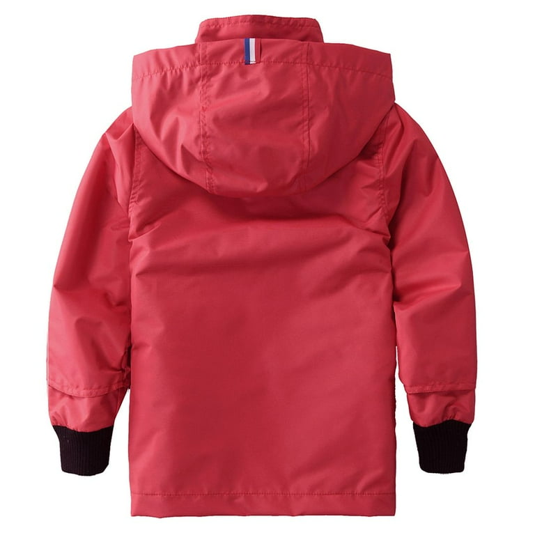 Hiheart Boys Girls Water Resistance Hooded Jackets Cotton Lined Rain  Jackets Red 10-12 yrs