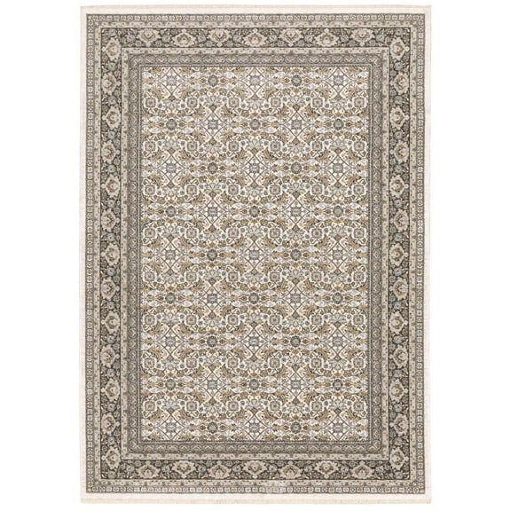 Oriental Weavers Maharaja Area Rug - 2061N - 7'10" x 10'10" - in Ivory/ Gray - Vintage Inspired, Stain Resistant, Family and Pet Friendly , Dining, Living Room Rug