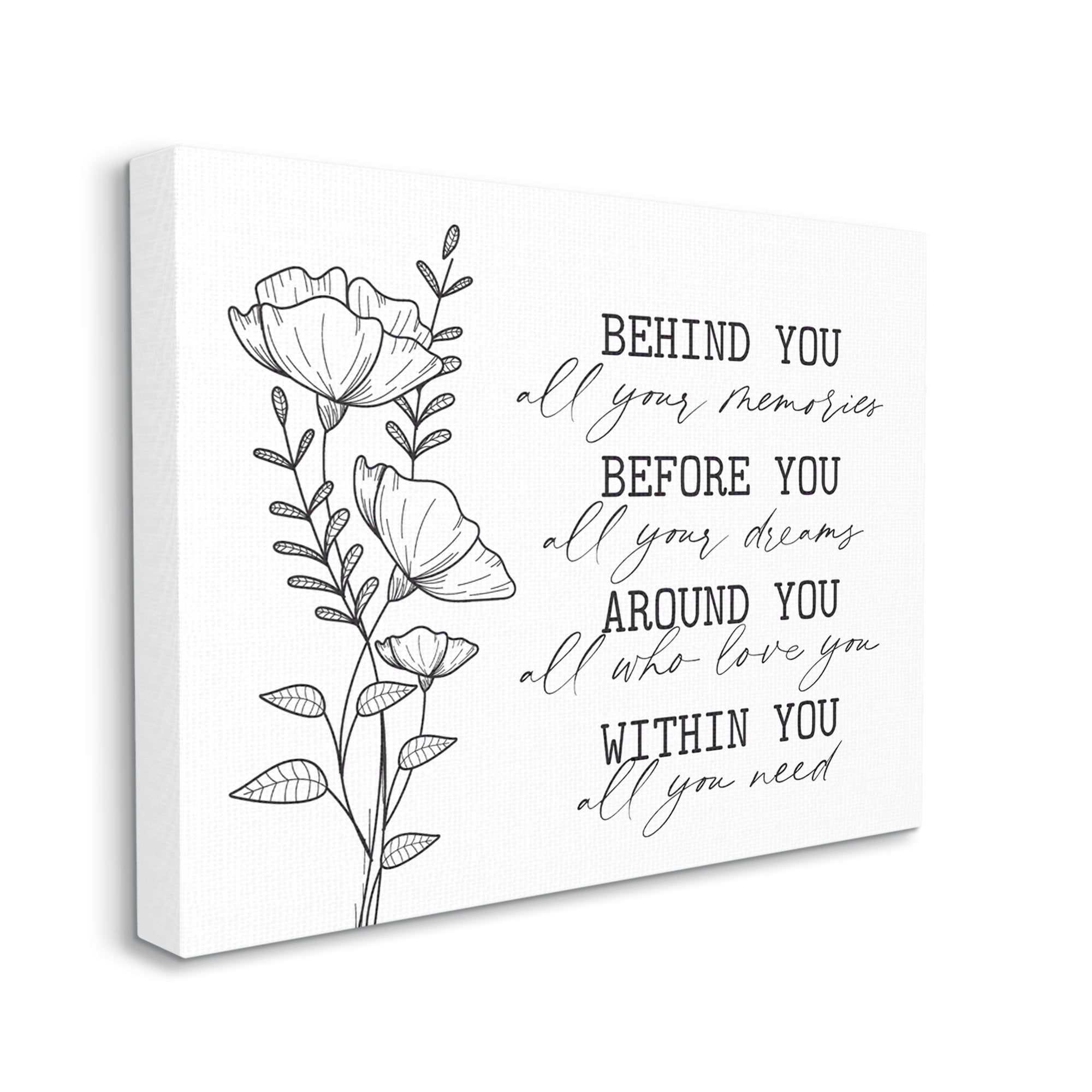 Stupell Industries Floral Blossoms Loving Quote Behind Before Around Within Graphic Art Gallery Wrapped Canvas Print Wall Art, Design by Lettered and Lined
