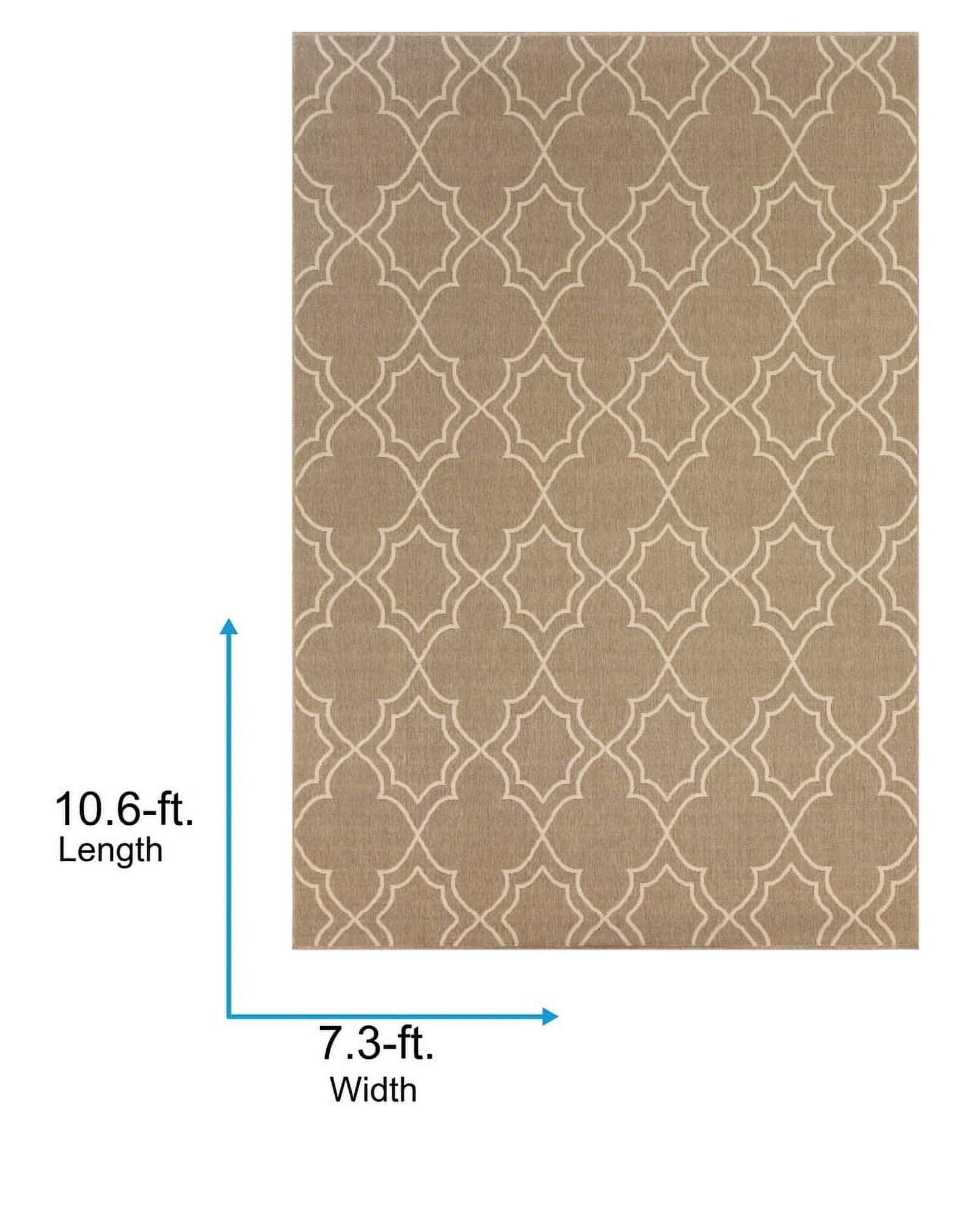 Livabliss Outdoor Rugs, 7x10 Alfresco Cottage Beige Area Rug for Patio, Porch, Deck, Backyard, Waterproof Indoor Outdoor Carpet (7'3" x 10'6")