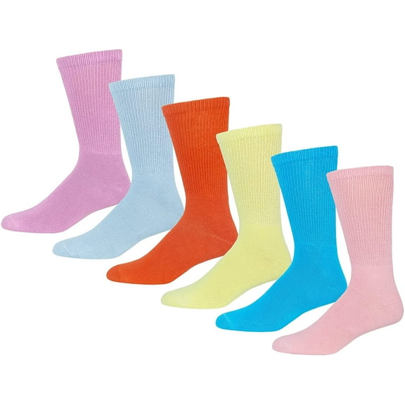 2-12 Pairs Premium Women’s Colorful Soft Breathable Cotton Crew Socks, Non-Binding & Comfort Diabetic Socks (Fits Shoe Size 6-10) (Colorful, 2 Pack)